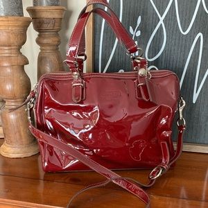Coach Oxblood patent leather satchel